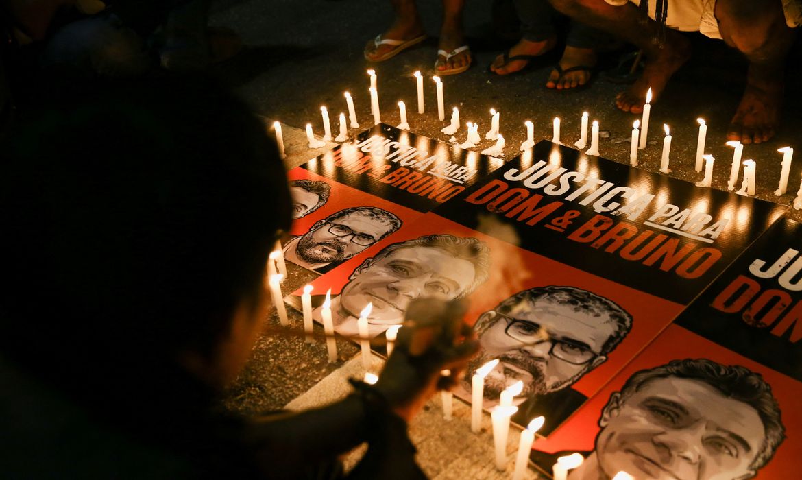 Manifestação em São Paulo após a morte do jornalista Dom Phillips e do ingenista Bruno Pereira no Amazonas