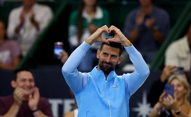 Tennis - Exhibition - Juan Martin del Potro v Novak Djokovic - Estadio Mary Teran de Weiss, Buenos Aires, Argentina - December 1, 2024 Serbia's Novak Djokovic during an exhibition match REUTERS/Agustin Marcarian