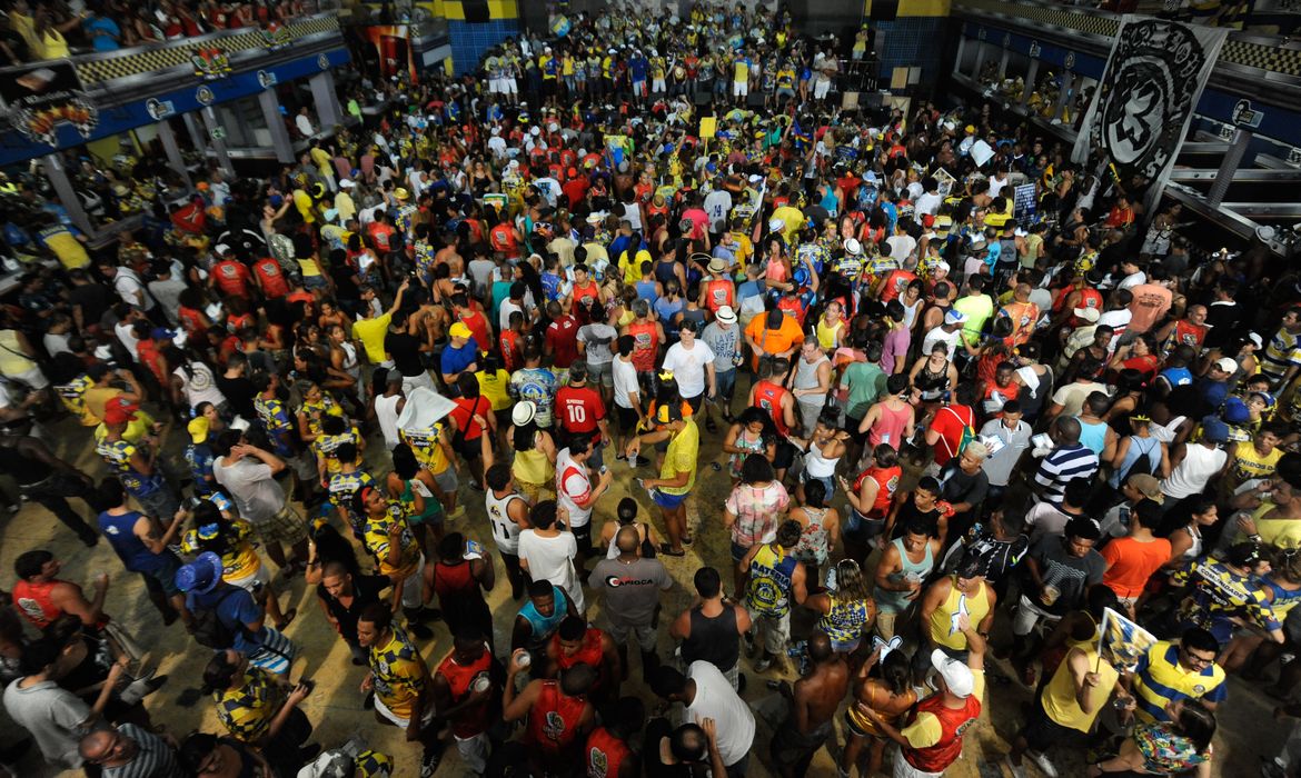Rio de Janeiro - Torcedores em festa lotam a quadra da Unidos da Tijuca, escola de samba campeã do Grupo Especial do Carnaval 2014(Fernando Frazão/Agência Brasil)