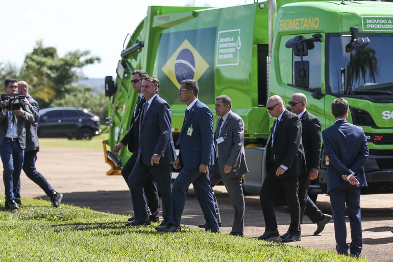 O  presidente da República, Jair Bolsonaro participa no Palácio da Alvorada do lançamento das Medidas de Fomento à Produção e ao Uso Sustentável do Biometano