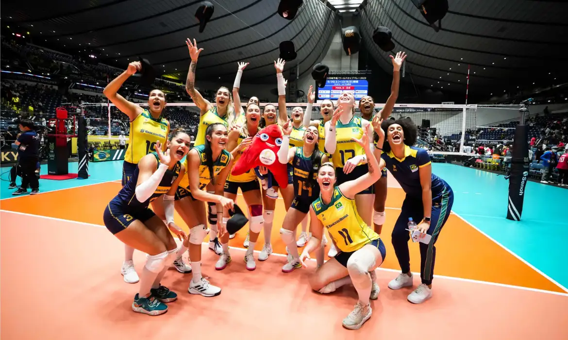 Tóquio 24/09/2023. Brasil supera Japão e confirma vaga em Paris 2024 no vôlei feminino. Foto Divulgação/CBV