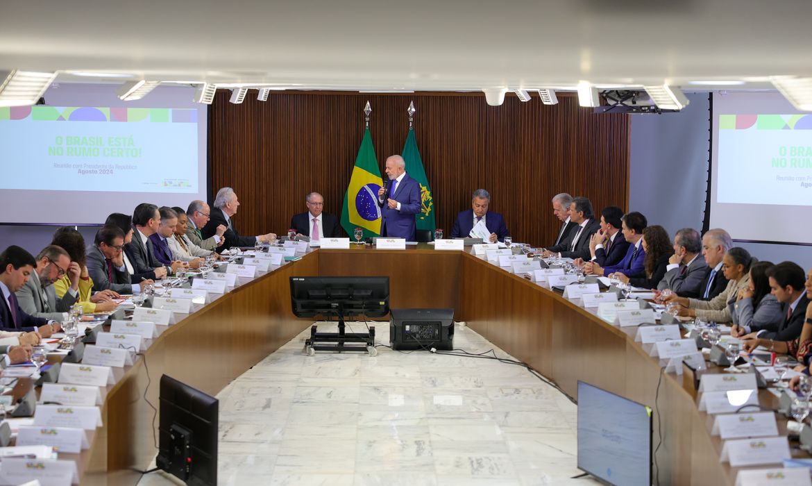 Brasília (DF) 08/08/2024 Presidente Luiz Inácio Lula da Silva coordena reunião ministerial no Palácio do Planalto Foto: Fabio Rodrigues-Pozzebom/ Agência Brasil