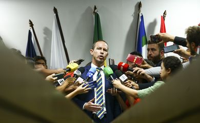 O interventor federal, Ricardo Cappelli, durante entrevista coletiva para detalhar o plano de segurança para manifestações previstas do Distrito Federal.