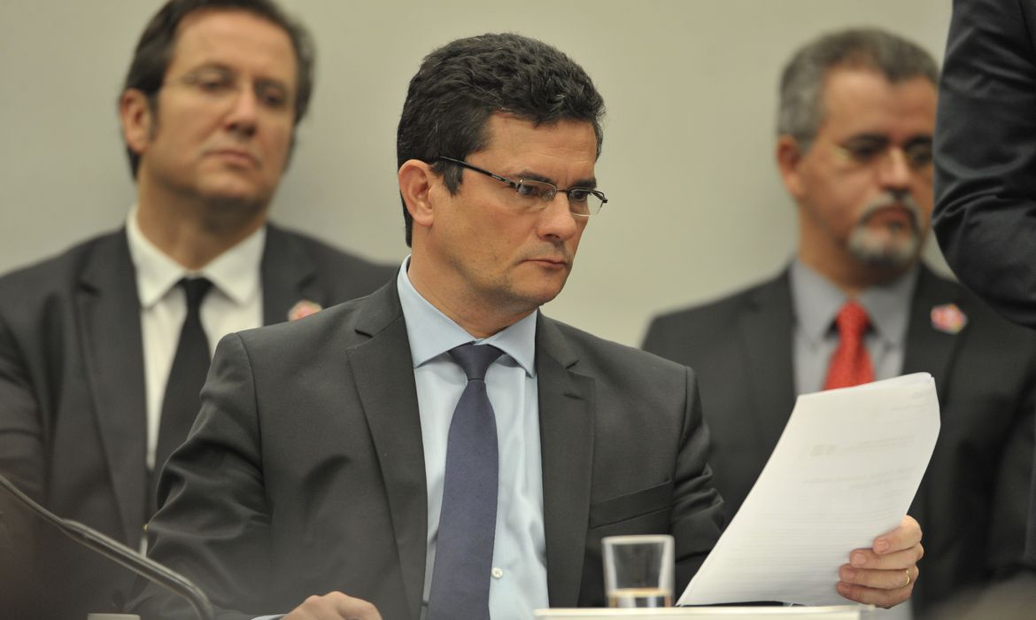 O ministro da Justiça e Segurança Pública, Sergio Moro, durante audiência pública na Comissão de Constituição e Justiça (CCJ) da Câmara dos Deputados.