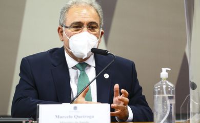 O ministro da Saúde, Marcelo Queiroga, durante sessão da CPI da Pandemia, no Senado.