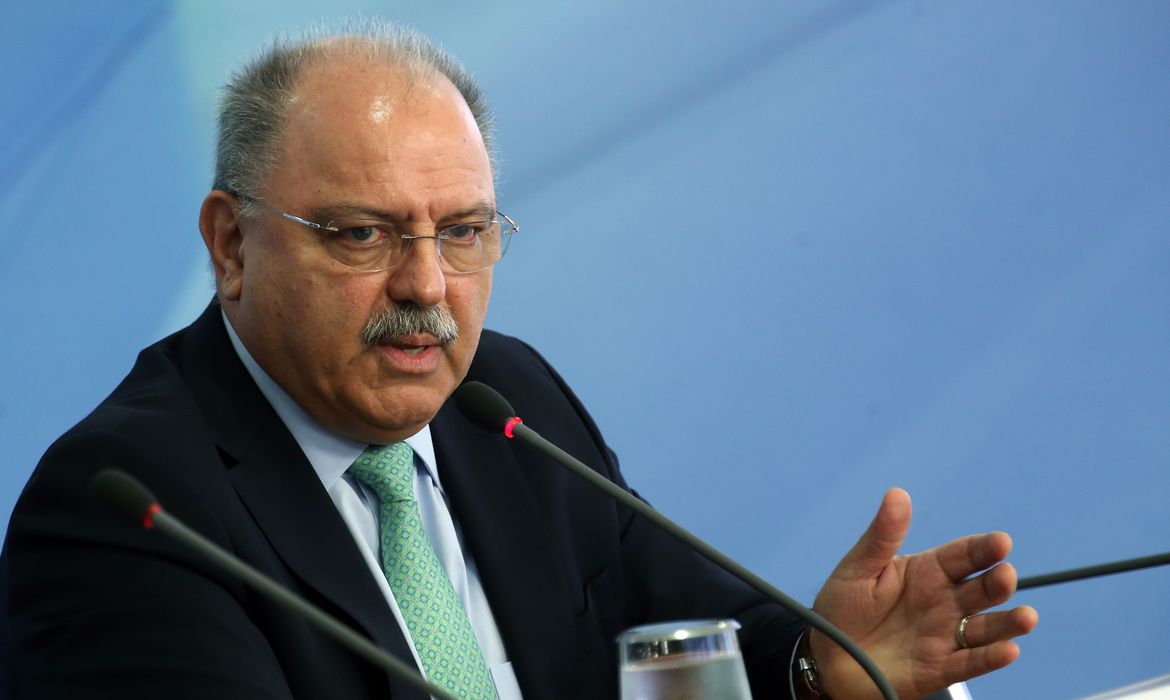 O ministro de Segurança Institucional, Sérgio Etchegoyen, durante entrevista coletiva, no Palácio do Planalto.