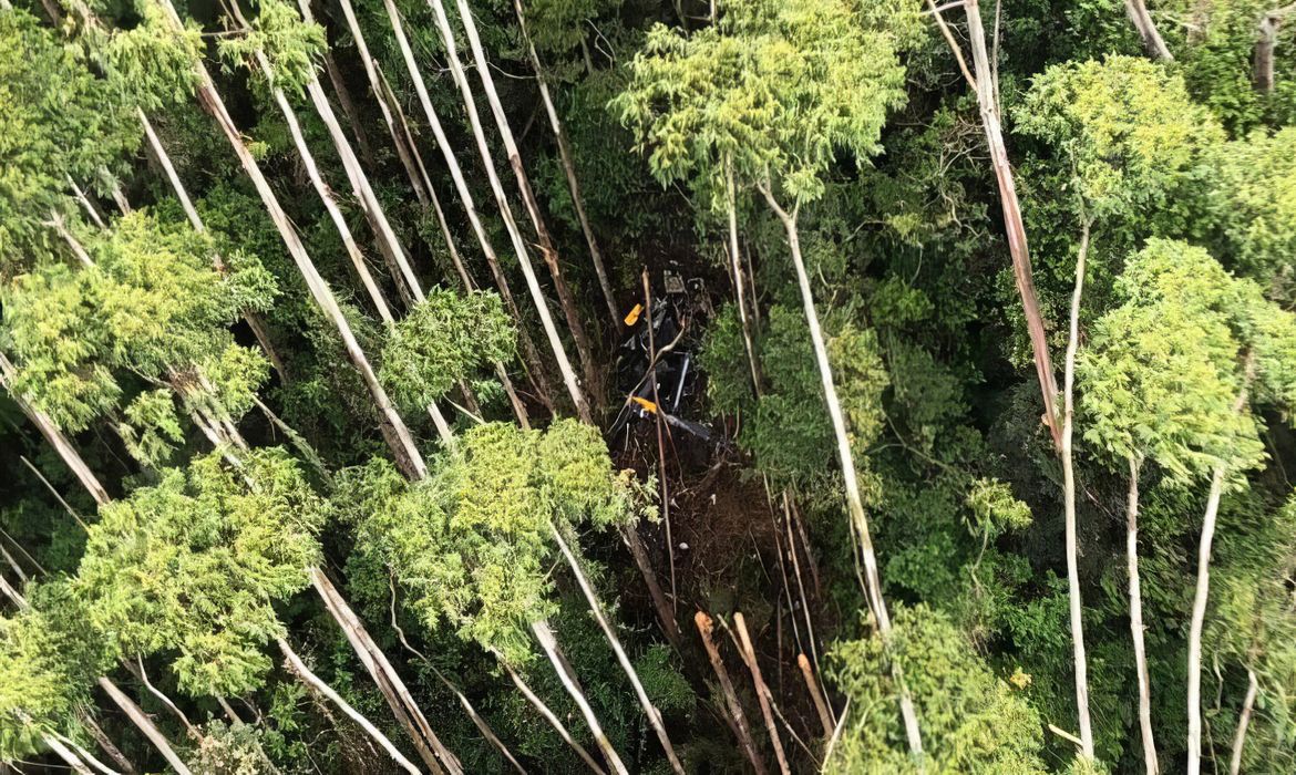 Vítimas de queda de helicóptero são retiradas de local do acidente | Agência Brasil