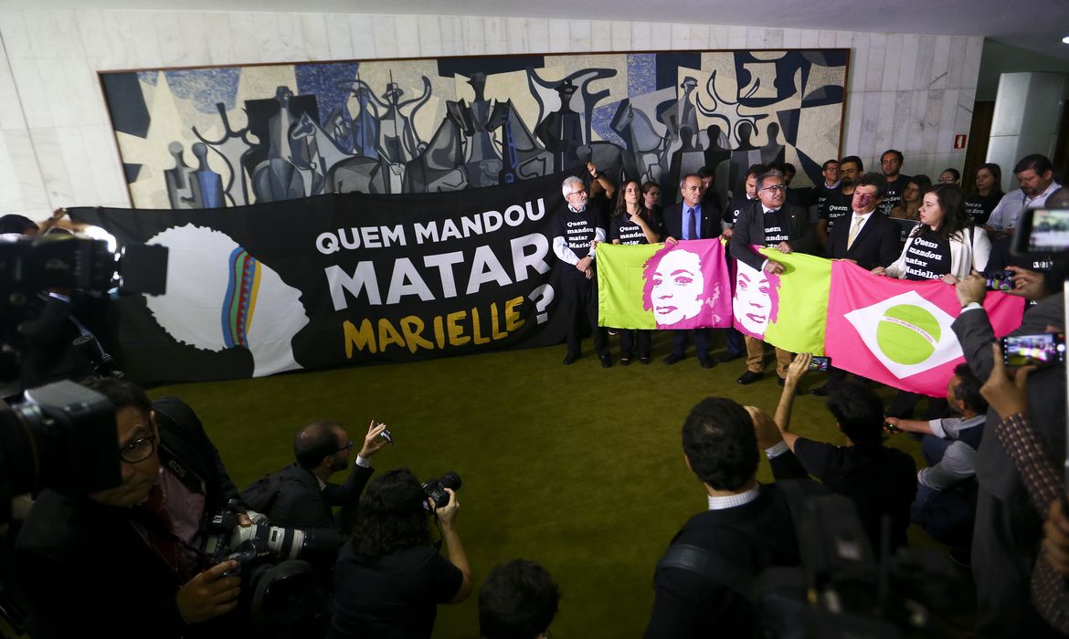 Brasília: Deputados fazem ato em homenagem à vereadora Marielle Franco, morta há um ano no Rio de Janeiro. (Foto: Marcelo Camargo/Agência Brasil)
