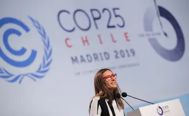 Carolina Schmidt, Chile's Minister of Environment and new president of the 2019 U.N. climate change conference (COP25), speaks at the opening ceremony of the COP25 in Madrid, Spain, December 2, 2019. REUTERS/Susana Vera