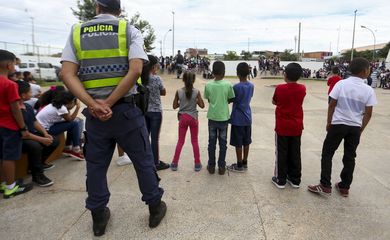 Primeiro dia de aulas no CED 01 da Estrutural, uma das escolas públicas do DF onde foi implementado o modelo cívico-militar. 