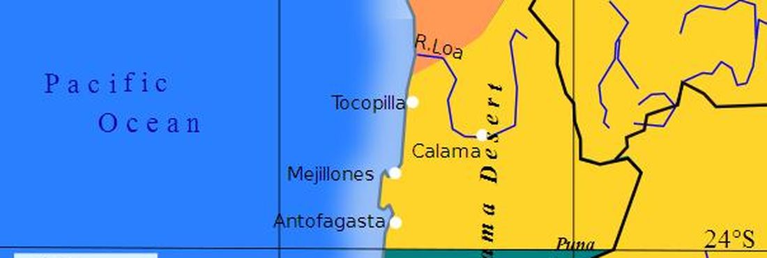 Territórios pré guerra (em cores) e pós guerra (linhas em preto) da Guerra do Pacífico mudaram geografia da América do Sul