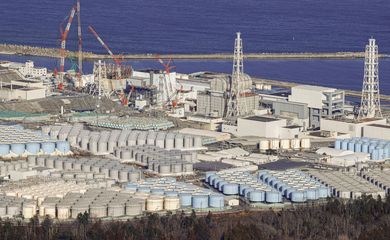 Vista da usina de Fukushima, no Japão
 22/8/2023  Kyodo via REUTERS