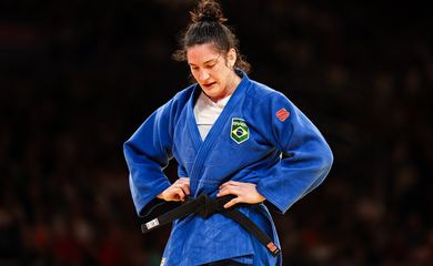2024.07.31 - Jogos Olímpicos Paris 2024 - Judô feminino - Mayra Aguiar (kimono azul) enfrenta Alice Bellandi, atleta da Itália. - Foto: Miriam Jeske/COB