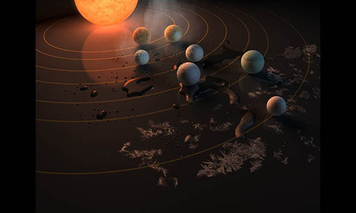 Nasa anuncia descoberta de novo sistema solar com sete planetas 

