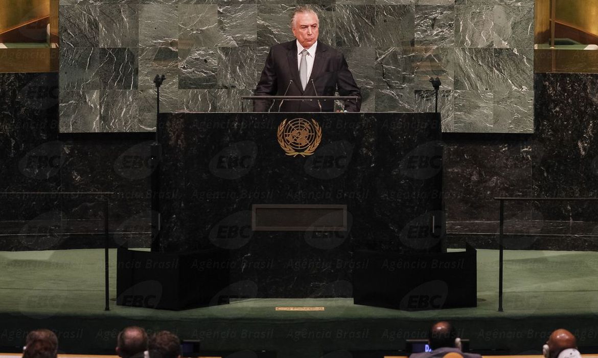 O presidente Michel Temer faz o discurso de abertura da 72ª Assembleia Geral da ONU - Beto Barata/PR