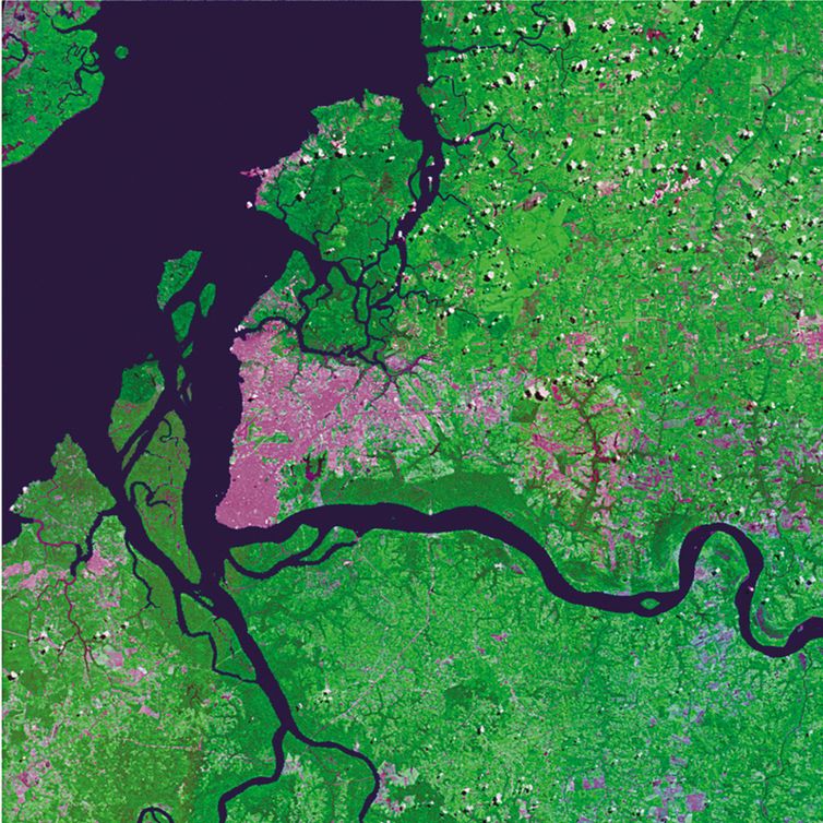 Imagem da região metropolitana de Belém tirada pelo satélite CBERS-4