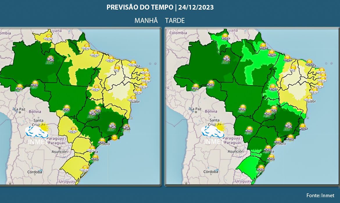 Brasília (DF) 23/12/2023 – Noite de Natal pode ser chuvosa na maior parte do país Arte Agência Brasil