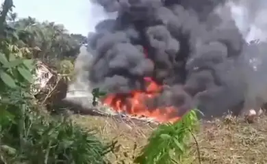 Brasília (DF),  23/03/2026 - Avião militar colombiano se envolve em acidente com 110 soldados.
Frame Reuters/Proibida reprodução