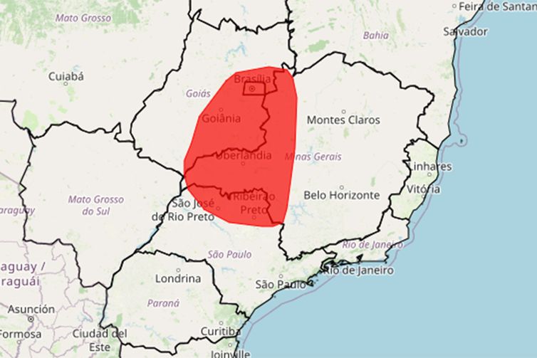 Inmet/divulgação Brasília (DF), 11/09/2025 - Alerta vermelho do inmet sobre baixa umidade. NMET publica aviso iniciando em: 11/09/2025 13:00. Umidade relativa do ar abaixo de 12%. Grande risco de incêndios florestais e à saúde. Foto: Inmet/Divulgação