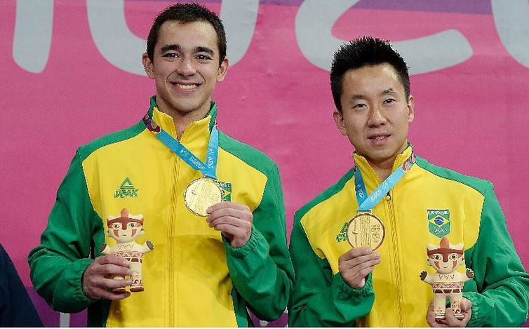 Alexandre Loureiro/COB Hugo Calderano e Gustavo Tsuboi ficam com o ouro do tênis de mesa dos Jogos Pan-Americanos (Alexandre Loureiro/COB
