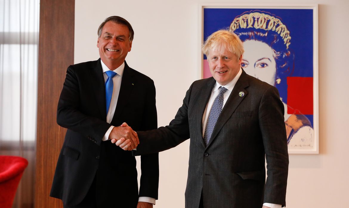 Presidente da República Jair Bolsonaro, durante encontro com o Primeiro Ministro do Reino Unido, Boris Johnson.