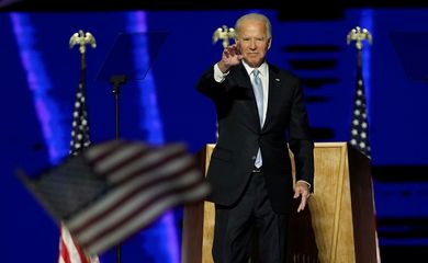 Joe Biden fala a partidários em Wilmington, Delaware