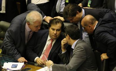 O presidente da Câmara dos Deputados, Rodrigo Maia, durante sessã no plenário que conclui votação em primeiro turno da Reforma da Previdência.