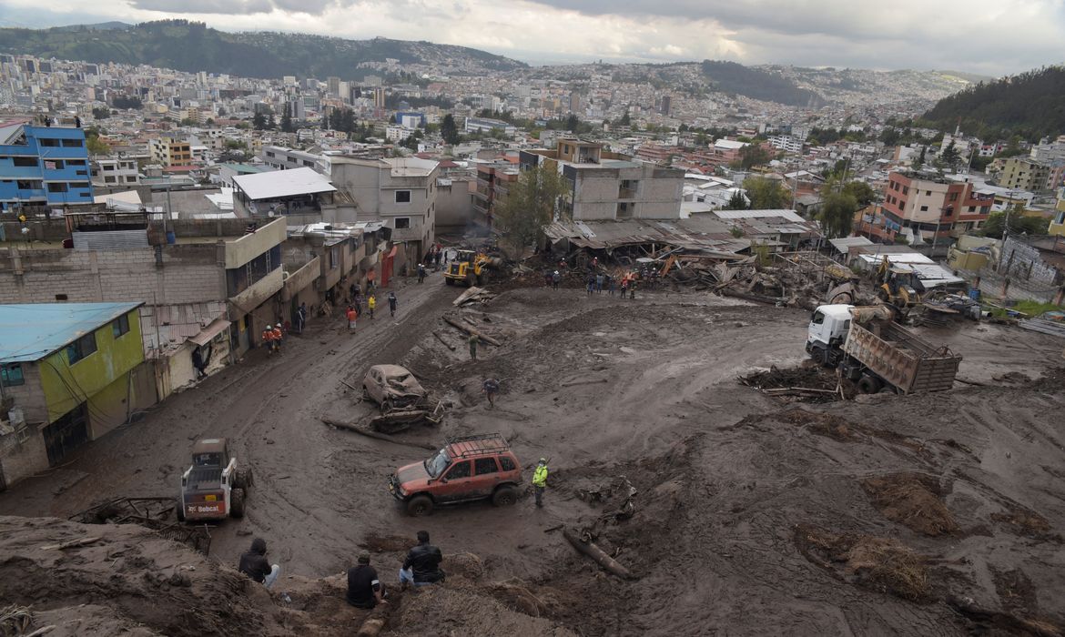 Landslide after torrential rains in Quito
