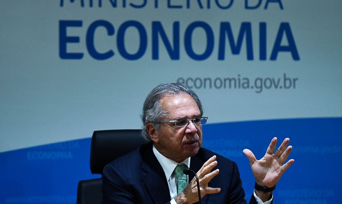 Ministro da Economia, Paulo Guedes, durante coletiva remota sobre o balanço das medidas e ações do ME em 2020