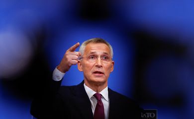 NATO Secretary General Stoltenberg attends news conference before NATO summit, in Brussels