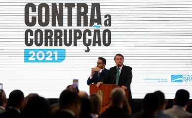 O presidente Jair Bolsonaro participa de evento alusivo ao Dia Internacional Contra a Corrupção,no Palácio do Planalto