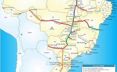 Mapa da Ferrovia Norte-Sul