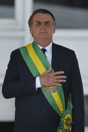 O presidente Jair Bolsonaro durante cerimônia de transmissão da Faixa Presidencial, no Palácio do Planalto.