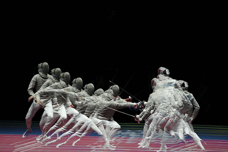 Competições de Esgrima na Arena Carioca 3 durante a Olimpíada do Rio em 2016