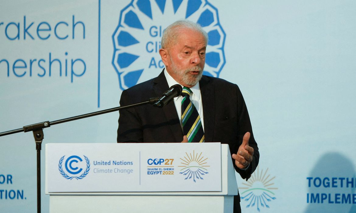 Lula discursa durante a COP27, em Sharm el-Sheikh, Egito
