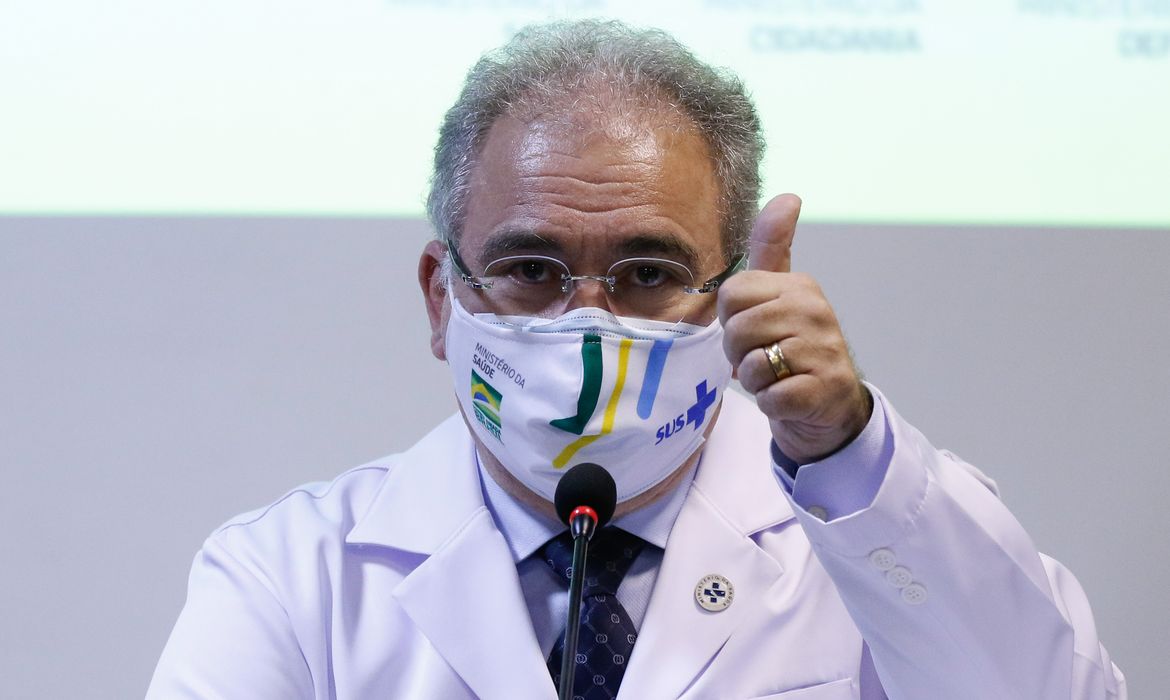 O ministro da Saúde Marcelo Queiroga, fala da vacinação dos atletas olímpicos brasileiros para os jogos de Tóquio, no Japão