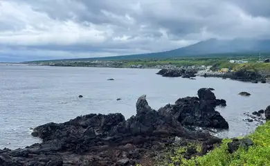 General view shows the coast side of Rishiri Island at Japan’s northernmost prefecture Hokkaido, August 8, 2025.  REUTERS/Katya Golubkova