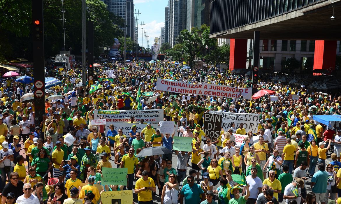 São Paulo - O Movimento Vem Pra Rua realiza manifestações em todo o país. O ato é em apoio à Operação Lava Jato e contra a corrupção e a forma de se fazer política no Brasil (Rovena Rosa/Agência Brasil)