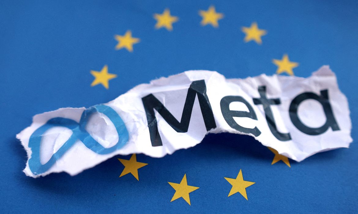  A bandeira da UE e o logotipo da Meta são vistos nesta ilustração tirada, 22 de maio de 2023. REUTERS/Dado Ruvic