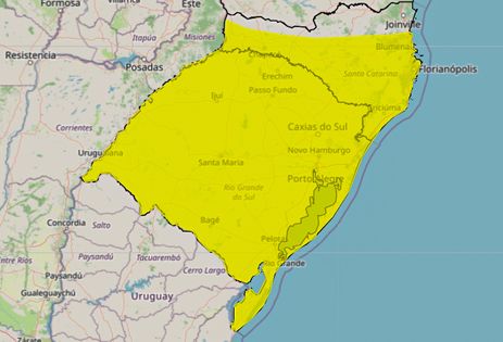 Brasília (DF) 03/06/2024 - Inmet publica aviso amarelo para risco à saúde por queda de temperaturas entre 3ºC e 5ºC.
Mapa Inmet/Divulgação