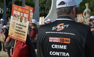 Brasília – No Dia Nacional de Combate ao Trabalho Escravo, ato público em frente ao Supremo Tribunal Federal (STF), lembra 10 anos da Chacina de Unaí (Wilson Dias/Agência Brasil)