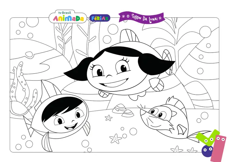 O Show da Luna para colorir: Luna, Júpiter e Cláudio O Show da Luna para colorir: Luna, Júpiter e Cláudio