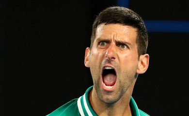 Novak Djokovic durante partida do Aberto da Austrália - tênis - sérvio