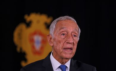 Portugal's President de Sousa addresses the nation to announce his decision to dissolve parliament triggering snap general elections, in Belem Palace in Lisbon