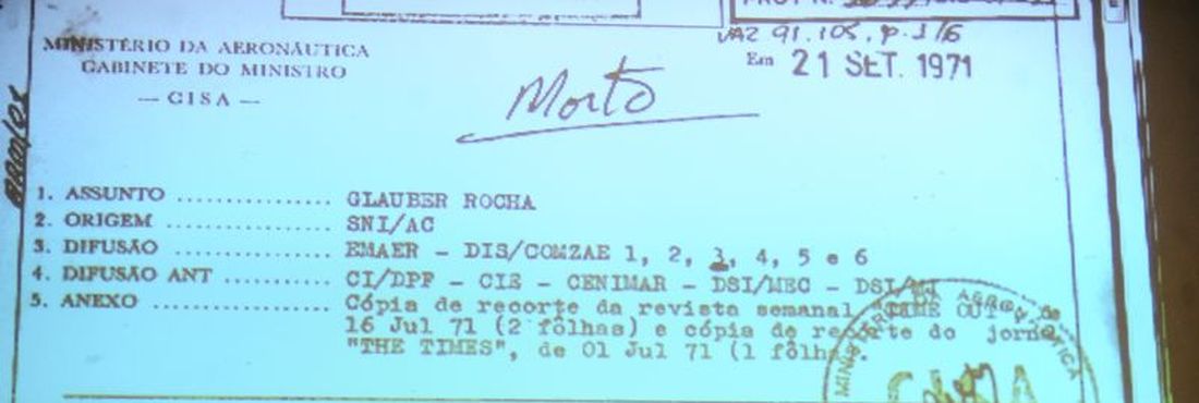 Comissão da Verdade divulga documento sobre Glauber Rocha Comissão da Verdade divulga documento sobre Glauber Rocha
