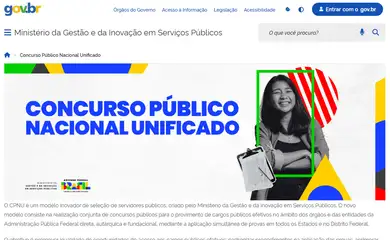 Brasília (DF), 18/11/2024 - Página do Concurso Público Nacional unificado. Foto: MGI/Reprodução