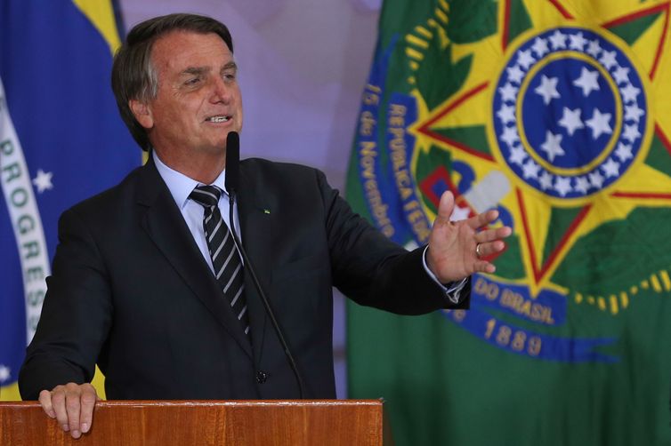 O presidente da República, Jair Bolsonaro, durante a entrega do Prêmio Marechal Rondon de Comunicações no Palácio do Planalto