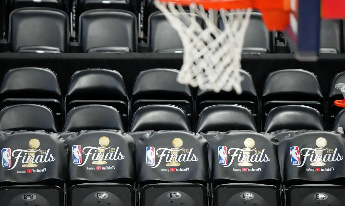Logos das finais da NBA antes da decisão do campeonato de 2023
31/05/2023 Kyle Terada-USA TODAY Sports