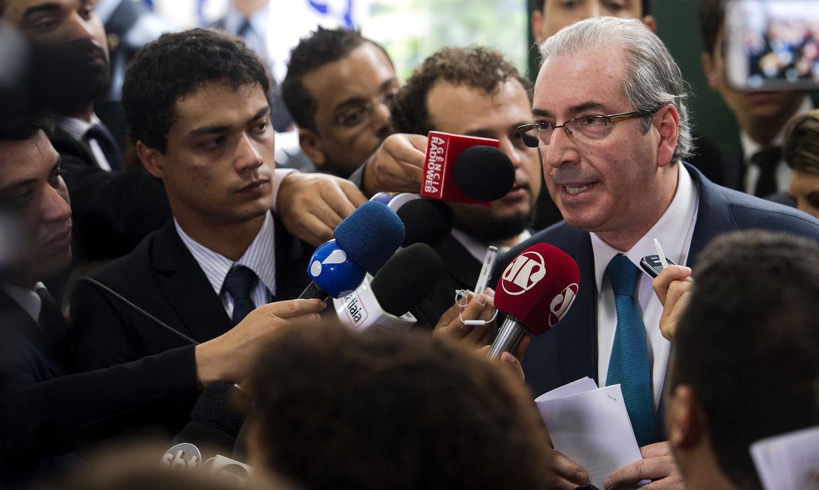 Brasília - O Presidente da Câmara dos Deputados, Eduardo Cunha, fala durante coletiva, sobre a abertura do processo de impeachment  (Marcelo Camargo/Agência Brasil)