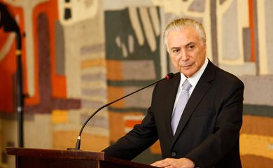O presidente Michel Temer discursa durante almoço oferecido ao presidente da Macedônia, Gjorge Ivanov (Alan Santos/PR) 